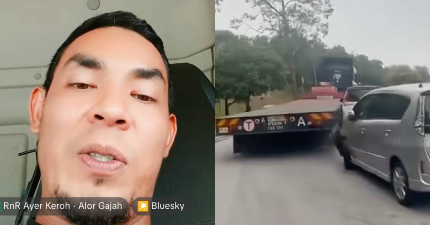 (VIDEO) “Kita Fikir Orang Belakang, Kalau Kereta Tu, Mampuh Mu Lah, Menyusahkan Orang..” – Pemandu Treler