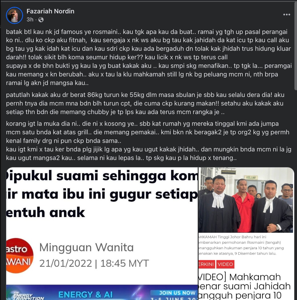 adik ipar rosmaini