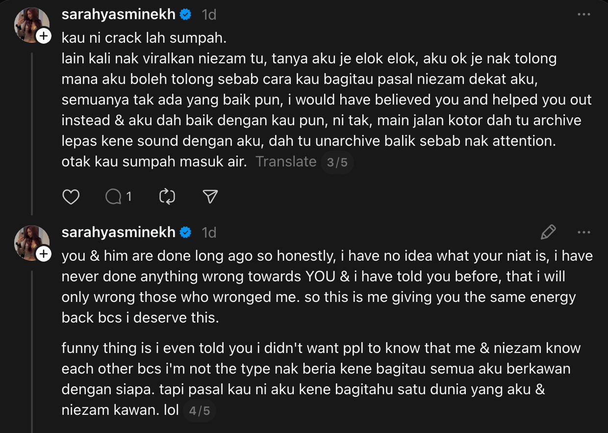 Dipaksa Bersama Niezam Zaidi, Sarah Yasmine Anggap Fify Azmi Seorang Yang Licik  Kau Ni Mental