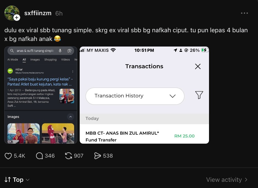 Bekas Isteri Dakwa Nafkah Anak Tidak Dibayar 4 Bulan, Atlet Paralimpik Kembali Jadi Perhatian  RM 