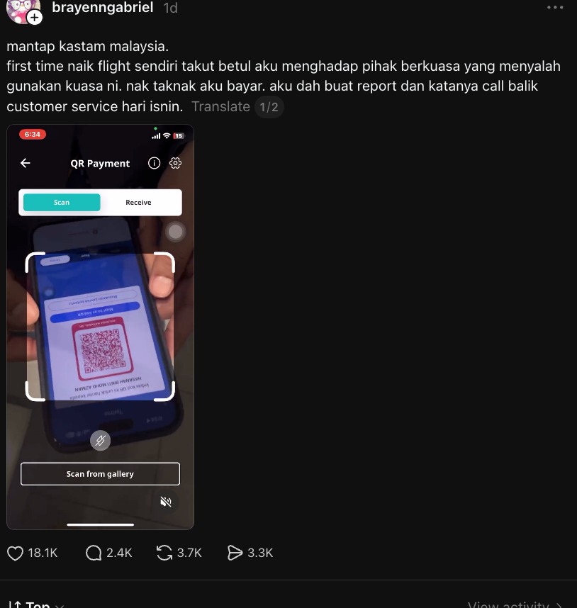 Kantoi Minta Duit Kopi RM 100 Dekat Penumpang KLIA, Pegawai Kastam Kelam Kabut Mohon Maaf Di DM  