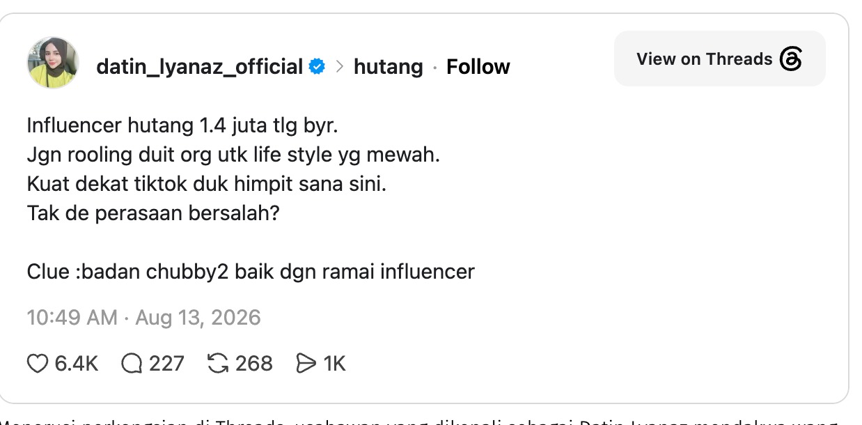 Badan Chubby-Chubby Baik Dengan Influencer  Usahawan Gesa Pempengaruh Terkenal Bayar RM1.4 Juta