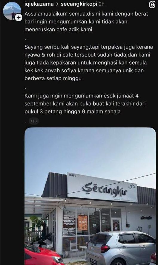 “Nyawa Dan Roh Kafe Sudah Tiada” – Secangkir Cafe Akan Beroperasi Buat Kali Terakhir Hari Ini, Perkakasan Kedai Akan Dilelong