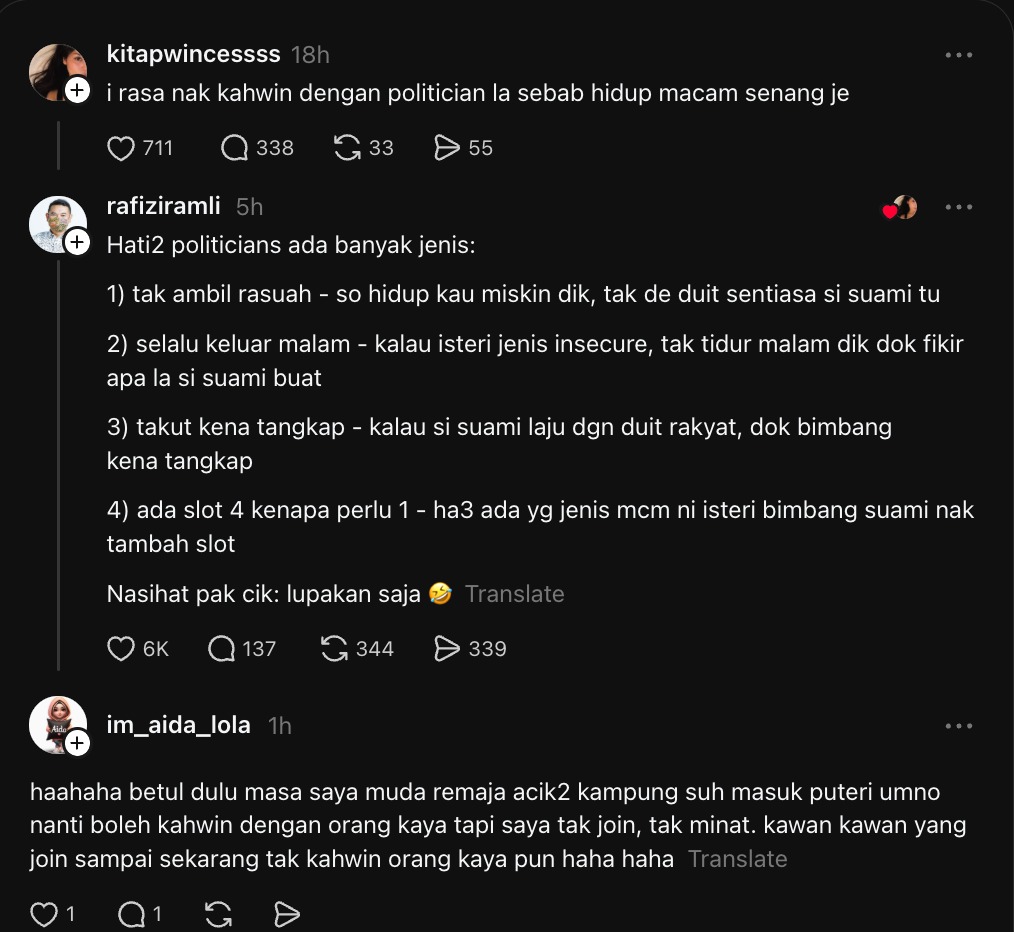 Wanita Luah Hasrat Kahwini Ahli Politik, Rafizi Ramli Bagi Nasihat Percuma  Ada Slot 4 Bini, Beg