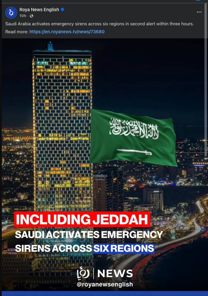 Arab Saudi Aktif Siren Kecemasan Di 6 Wilayah, Wujud ‘Potensi Bahaya’
