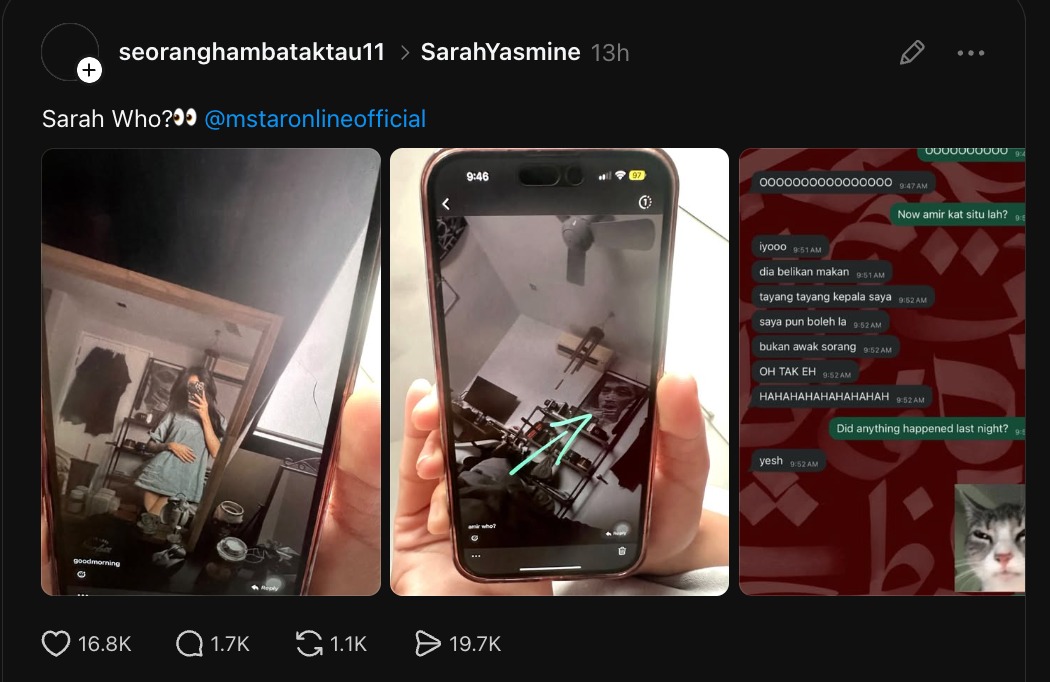 Yang Dekat Dengan Dia Memang Hancur Karier  Tangkap Layar Berkaitan Sarah Yasmine Dan Pelakon Hig