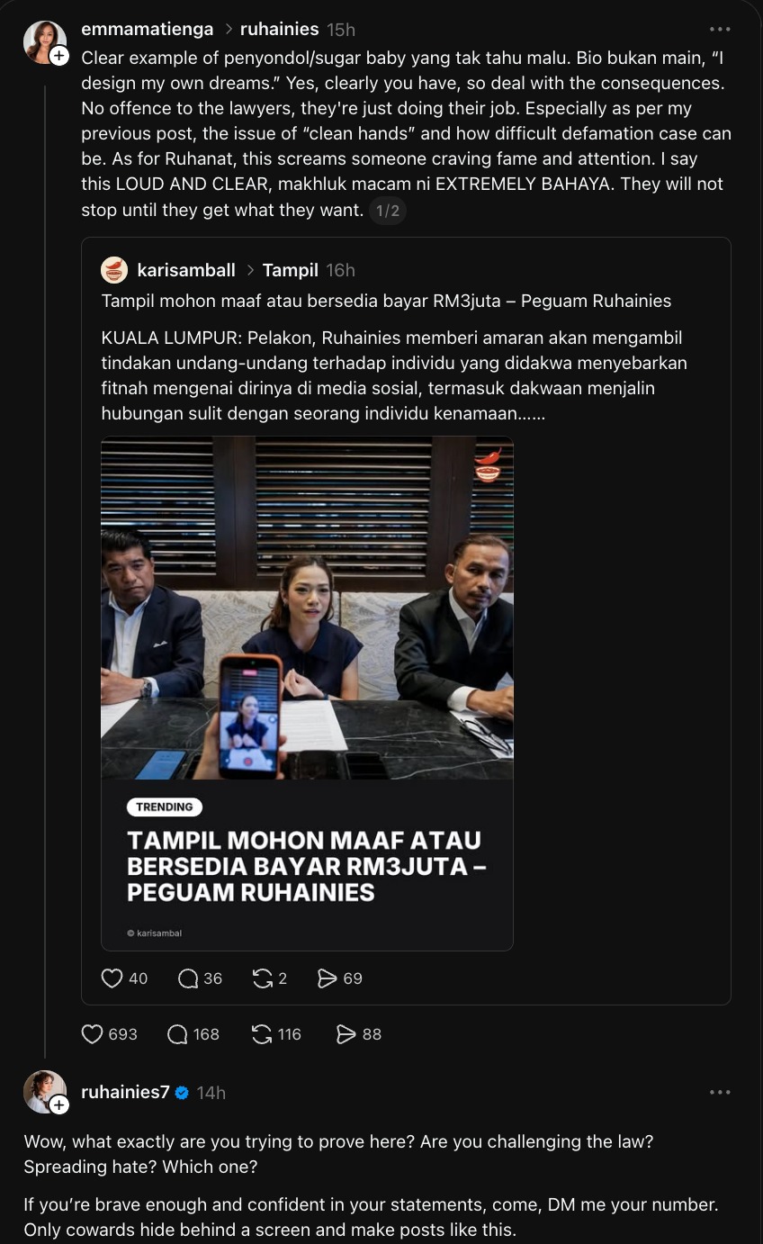 Netizen Persoal Nak Saman Pemfitnah Waktu Majlis BASS, Ruhainies Pertahan Tindakan  Tak Adil Untuk