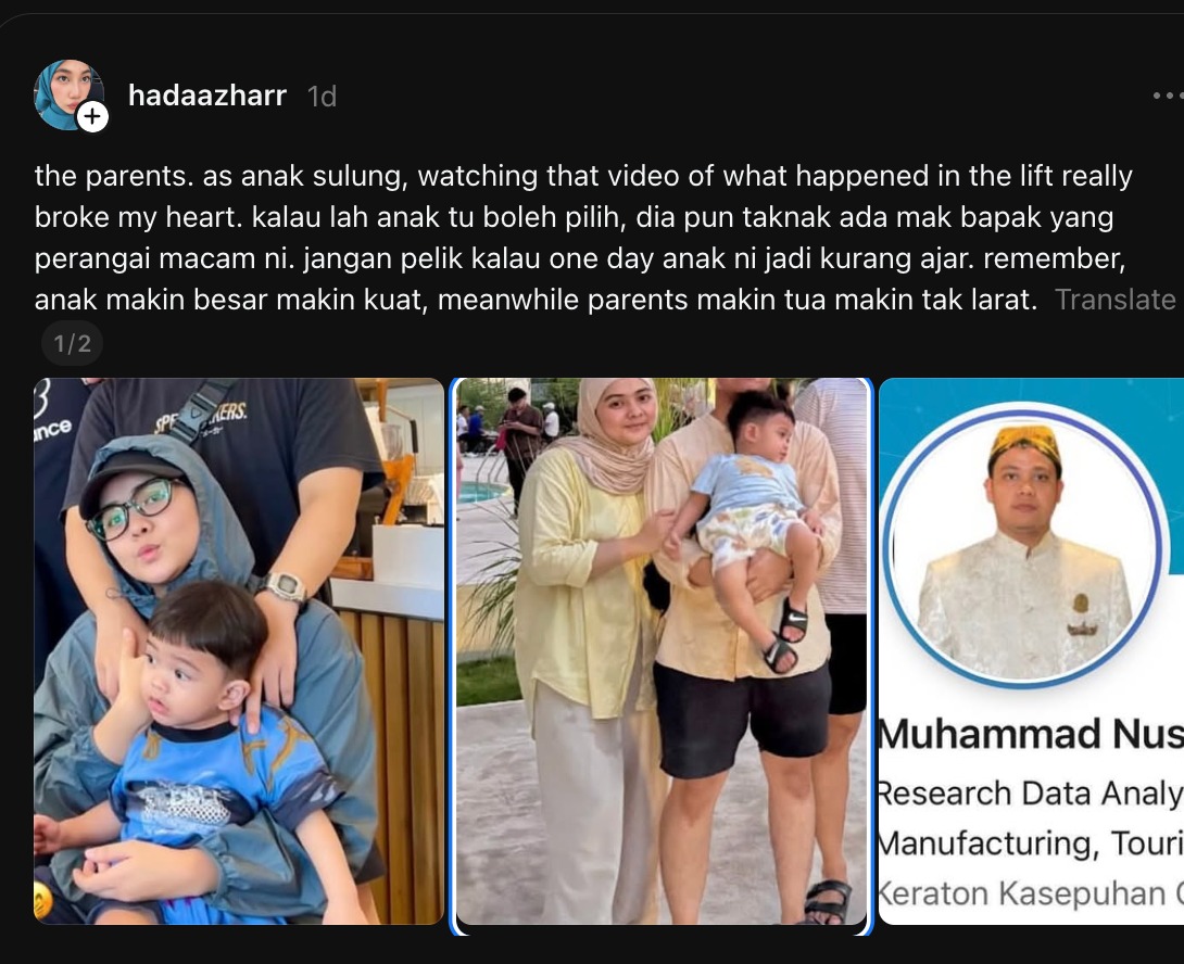 “Waktu Itu Saya Capek, Emosi Dan Khilaf” – Netizen ‘Korek’ Identiti Pasangan Suami Isteri Tendang Anak Dalam Lif